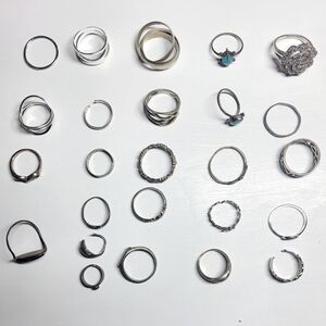 SET OF 25 STERLING SILVER 925 RING(VARIOUS SIZES)